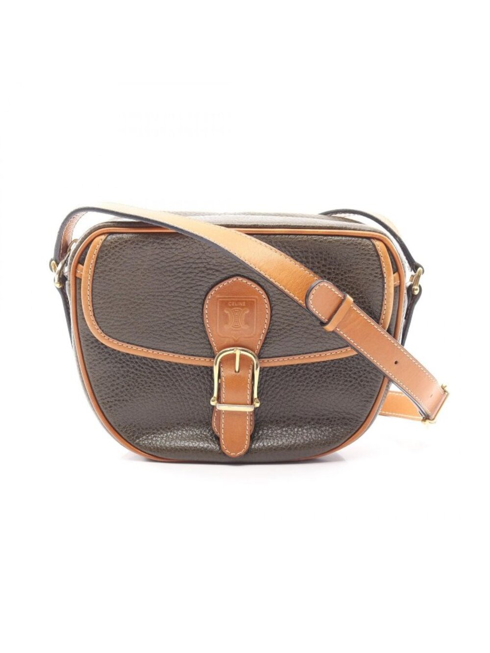 Celine Shoulder Bag Triomphe Khaki Leather